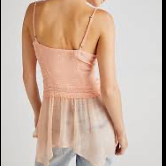 Free People Leah Chiffon tunic Top in Peach - Picture 2 of 5